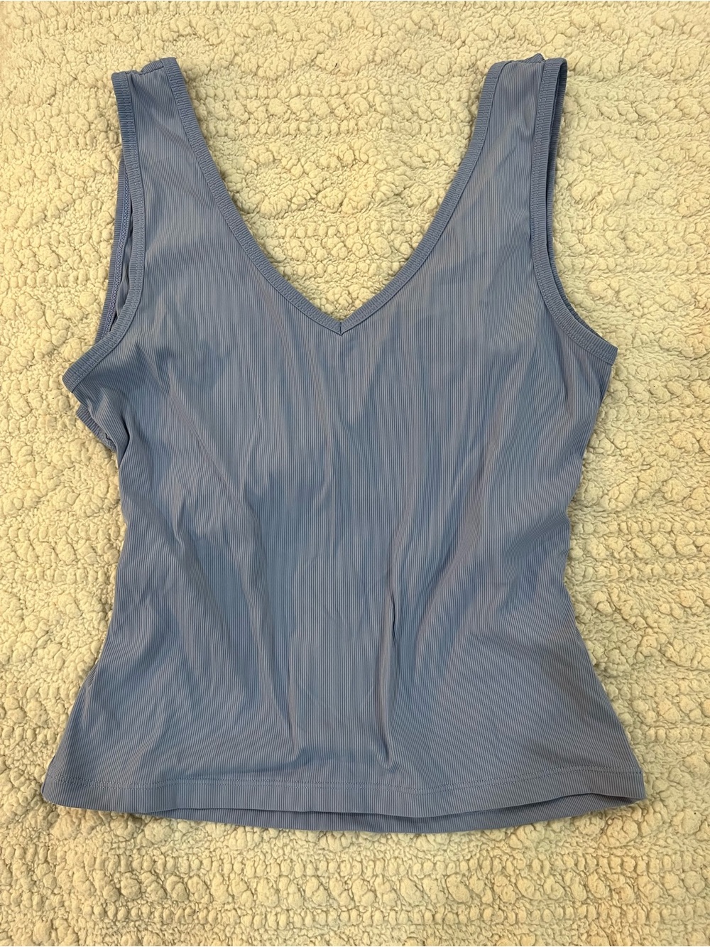 Zyia V-Neck Ribbed Tank Top - Dusty Blue